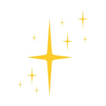 Gold starry twinkles and sparkles isolated on white background. Bright flash icon. Shining glow effect. Vector flat illustration