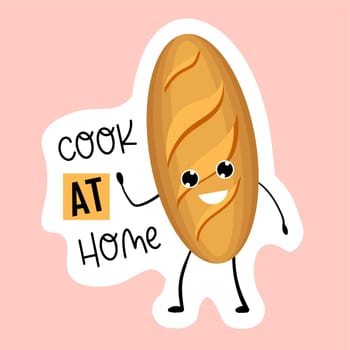 Sticker cook at home. homemade loaf. Bakery logo. Vector illustration of bakery and confectionery.