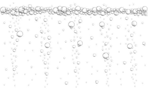 Water air bubbles background. Texture of fizzy carbonated drink, seltzer, beer, soda, cola, lemonade, champagne, sparkling wine. Underwater stream in sea or aquarium