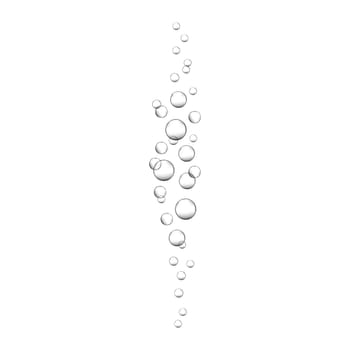 Air bubbles rising up underwater. Fizzy drink, carbonated sparkling water, soda, lemonade, champagne, beer. Oxygen bubbles in ocean, sea or aquarium. Vector realistic illustration