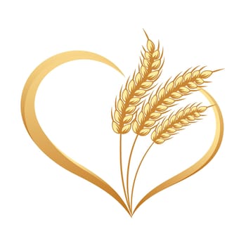 Abstract icon of ears of wheat with a heart. Logo, icon, decor element