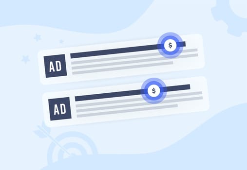 Effectiveness of Pay-per-Click PPC advertising, popular method for charging online advertising fees. Online banner ads or contextual advertising on search engine result page. Vector illustration