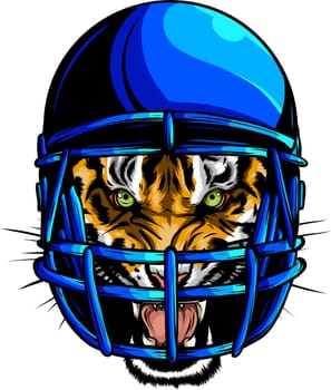 Cool tiger wearing rugby helmet Extreme sport game
