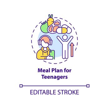 Meal plan for teenagers concept icon