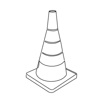 Outline road traffic cone icon illustration vector symbol. Traffic cone warning sign design outline.Vector illustration
