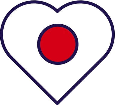 Japan country national flag in heart form vector