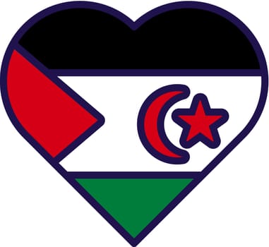 Western sahara nation flag in heart form vector