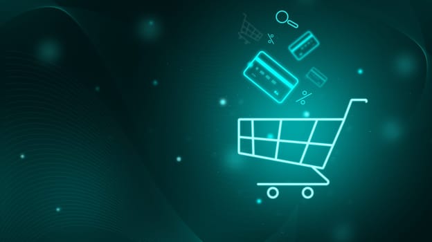 Shopping cart and card icon, discounts