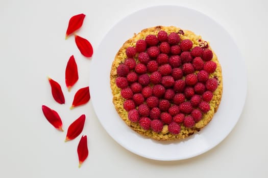 bright raspberry cake on a plate