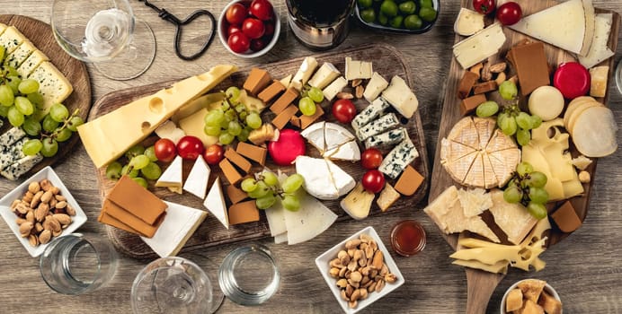 Different kinds of cheese for gourmet nutrition