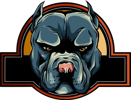 Angry Pitbull Dog Cartoon Character vector logo
