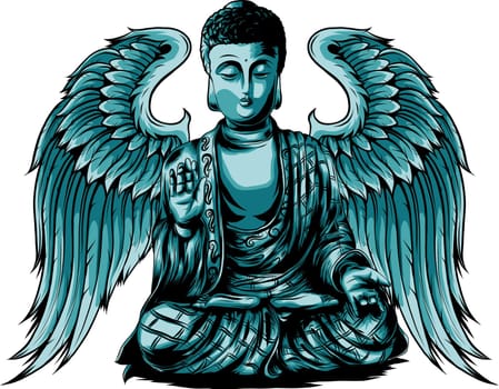 buddha falying emblem vector illustration