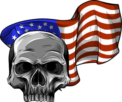 American flag with skull vector illustration design