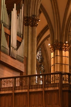 Church pews and railings in cologne cathedral in Germany