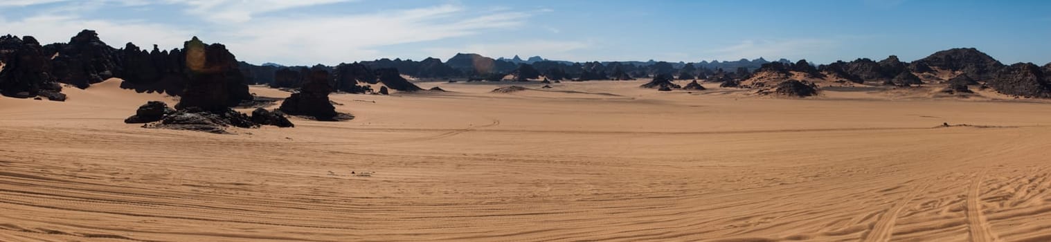 Panoramic view of the libyan sahara desert