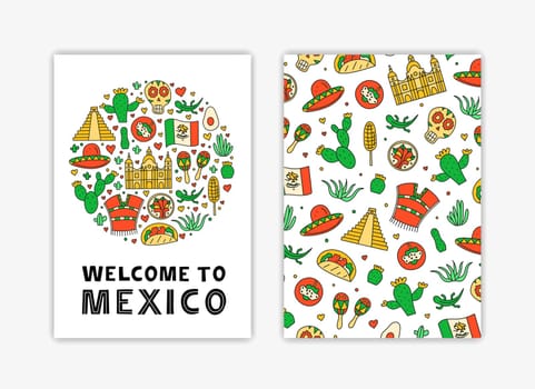 Cards with Mexican landmarks, food and attractions.