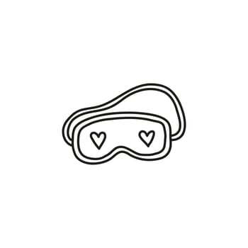 Doodle outline eye mask with hearts.