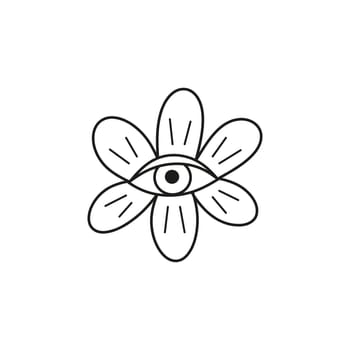 Doodle boho magic flower with evil eye.