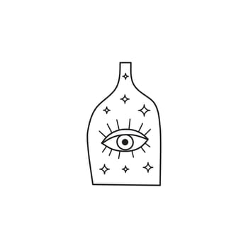 Doodle celestial vase with seeing eye and stars.