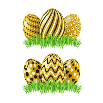 Set Easter color eggs on white background. Vector illustration. Happy Easter eggs ornament.