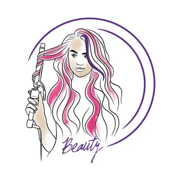 Beauty, hand lettering, beautiful girl, hair stylist, long curls, hair tools