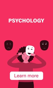Psychology vertical poster with girl whom has problem