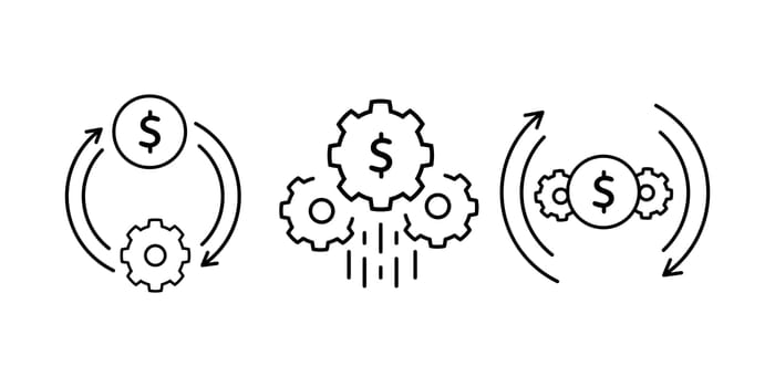 Costs optimization and production efficiency icon, linear