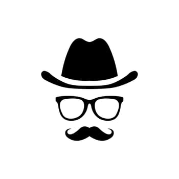 Unknown man in hat and glasses with a mustache. Detective icon. Spy vector.
