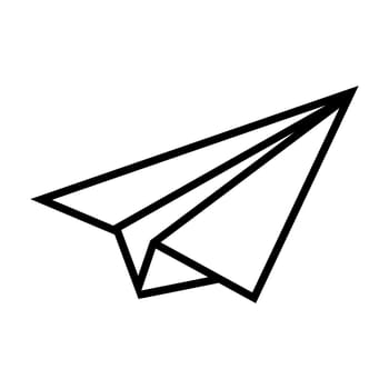 Paper plane vector icon isolated on white background.