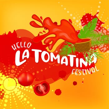 La Tomatina festival banner. La Tomatina in Spain. tomato fight. tomato battle.