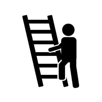 man crawls up the stairs, stick figure icon people
