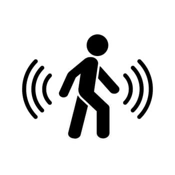 Motion Sensor icon. Editable Line Vector. Walking man symbol with motion sensor waves signal. Single Pictogram.