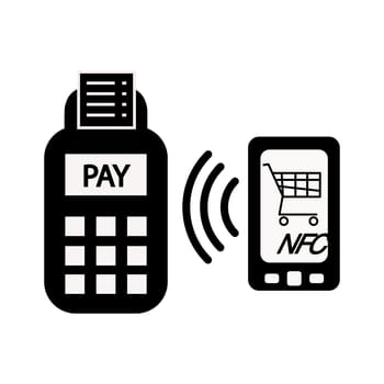 Nfc payment from mobile phone to pos terminal icon
