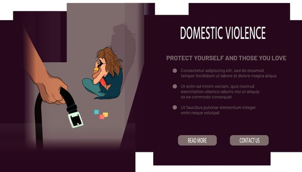 Domestic violence concept, abuse in family webpage