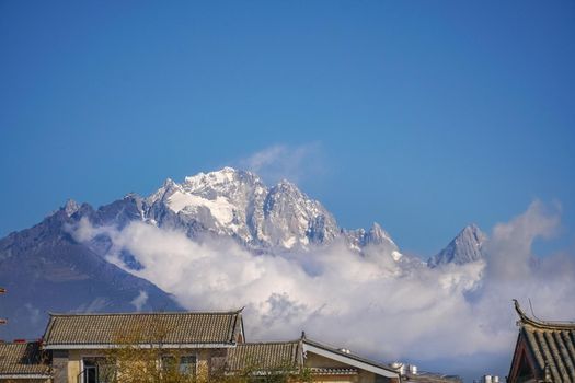 Jade Dragon Snow Mountain, Lijiang,Yunnan China. Take Photo from world heritage old town.