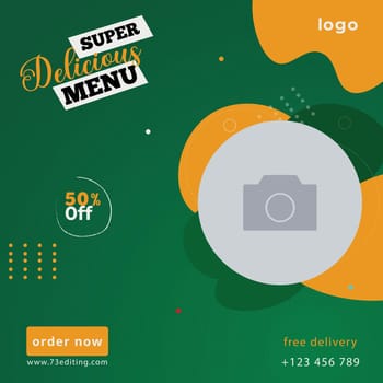 Restaurant offer menu card design with green and yellow color