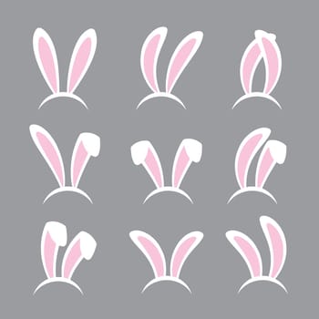 Rabbit ears headband set. Easter bunny ears isolated on background.