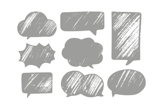 Hand drawn sketch speech bubbles set. Vector illustration.