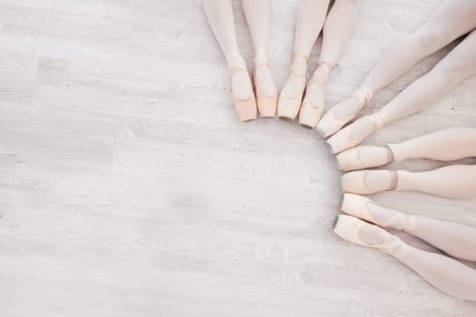 The correct shoes help. a group of ballet pointe shoes.