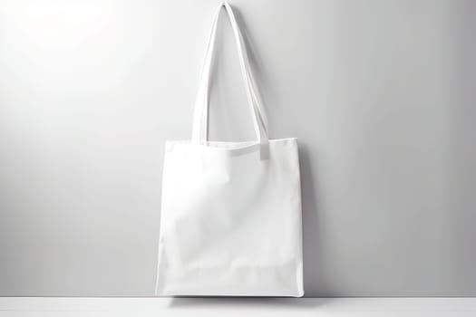 Blank canvas tote bag mockup in white eco friendly design with copy space. Concepts for zero waste movement of shopping bags