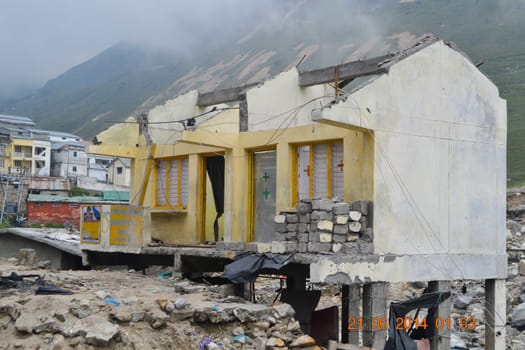 Damaged buildings in Kedarnath disaster June 2013.