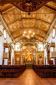 Interior and altar of a brazilian historic ancient church