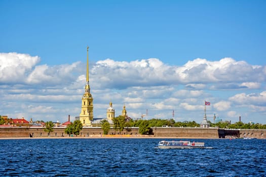 Historic Saint Peter's Fortress on the banks of the Neva River