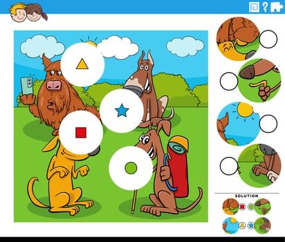 match pieces task with cartoon dogs animal characters