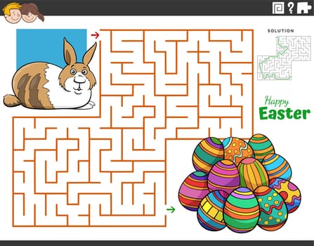 maze with cartoon Easter Bunny and Easter eggs