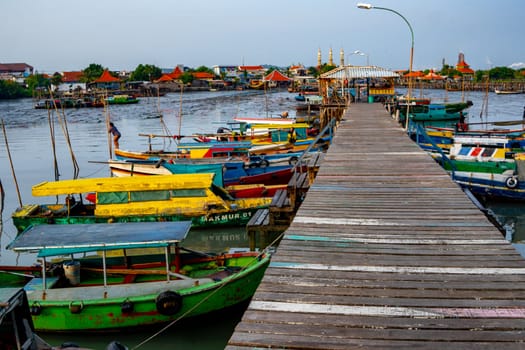 December 10, 2022 Traditional Dock, Gresik, East Java, Indonesia in the morning.