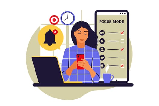 Focus of attention concept. Focus mode. Attention concentration on the work. Vector illustration. Flat