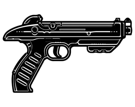 black silhouette of a pistol on a black background. weapon icon.
