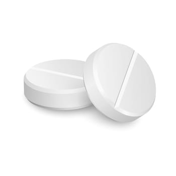 Two vector realistic medical pills isolated on white background.