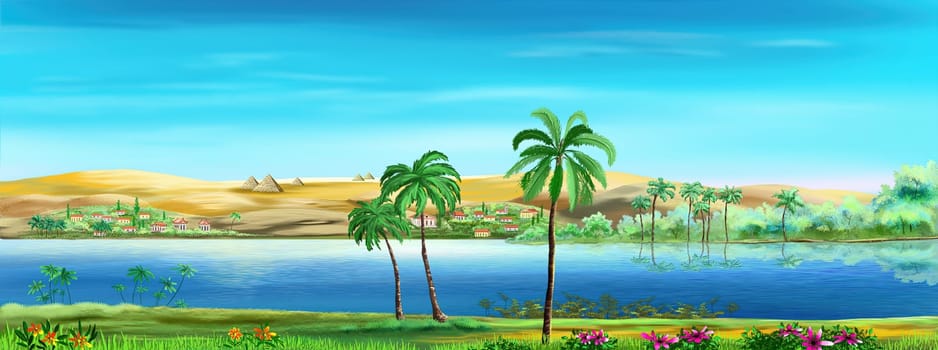 Nile river in Egypt illustration